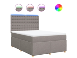 Maison Exclusive - Cama Box Spring Con Colchón Tela Gris Taupe 160x200 Cm
