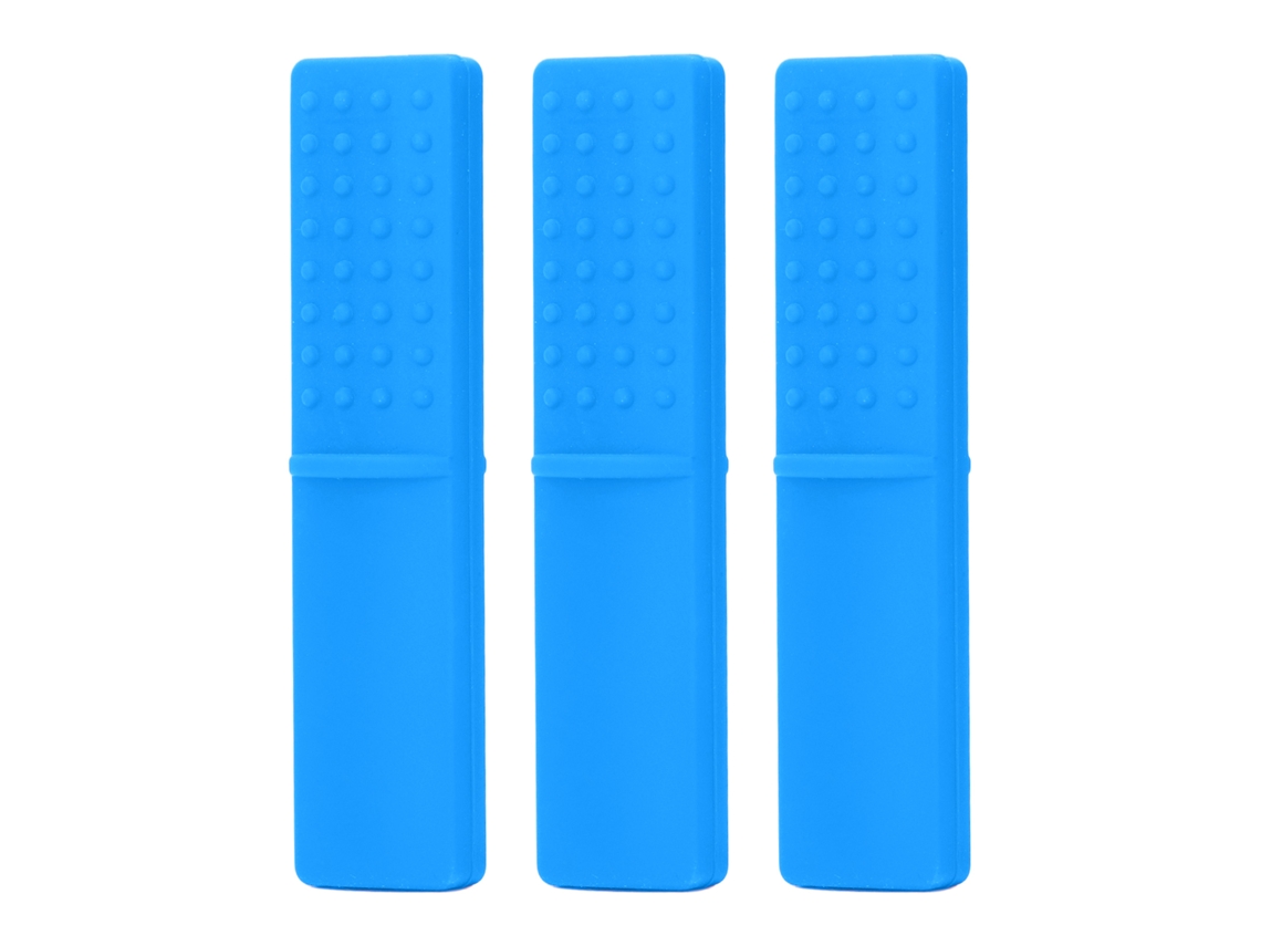 Juguete De Silicona Para La Dentición Del Bebé, Libre De Bpa, Apto Para Congelar Y Hervir, 3 Piezas, Azul.
