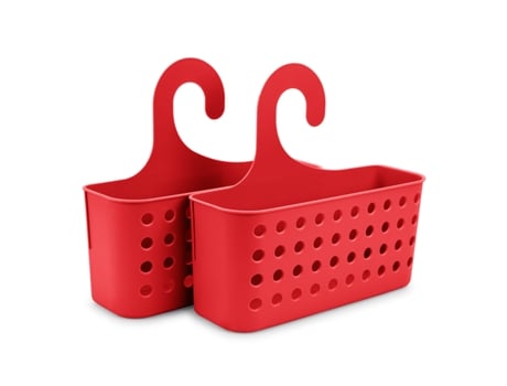 PLASTIC FORTE Juego de 2 Cestas Organizadoras de Ducha Colgantes Burdeos