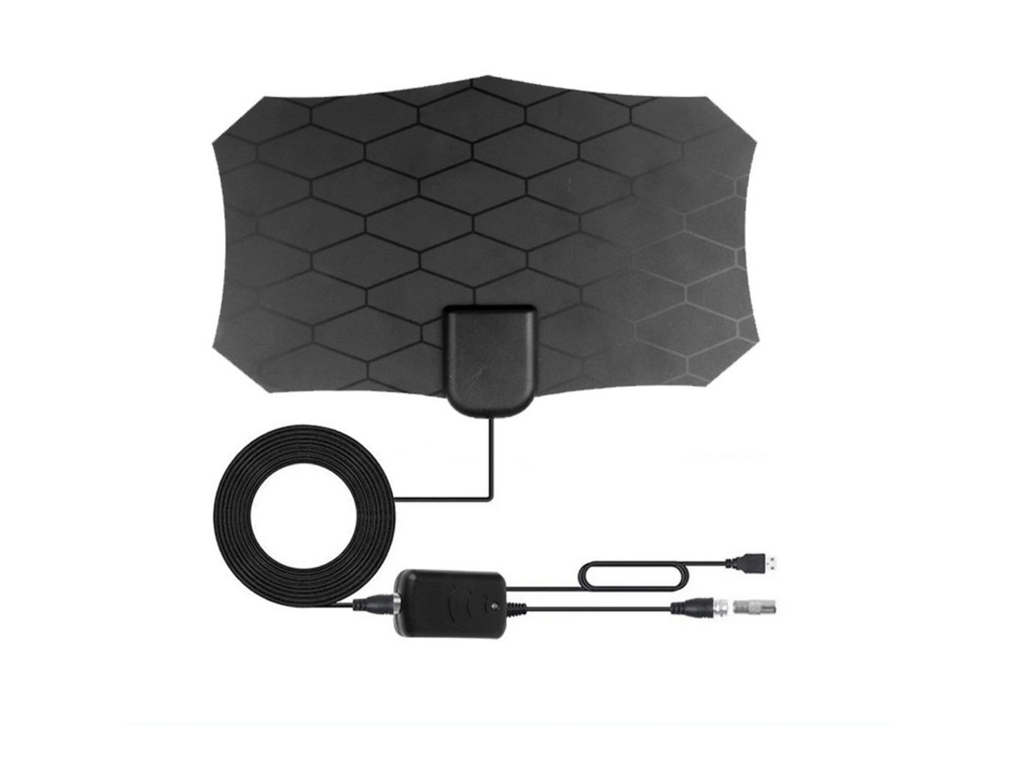 Antena de TV digital 4K 1080P HD con amplificador de señal Antena receptora de señal de alcance de 3600 millas Negro