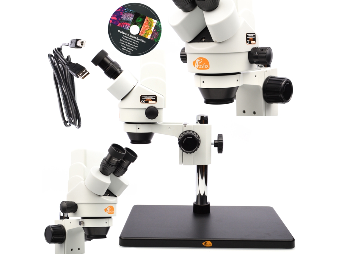 Microscopio trinocular Rosfix Pluto Pro – Cámara USB Sony | Zoom de 7x a 45x | Ideal para electrónica y joyería