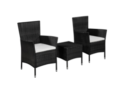 Conjunto de bistró de 3 piezas DKD Home Decor en mimbre negro