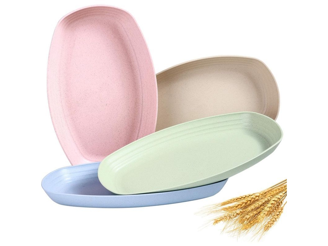 2026-41439-plato De Trigo Reutilizable 11" Microondas Seguro Ecológico Ligero Resistente Antimanchas Fácil De Limpiar Multicolor