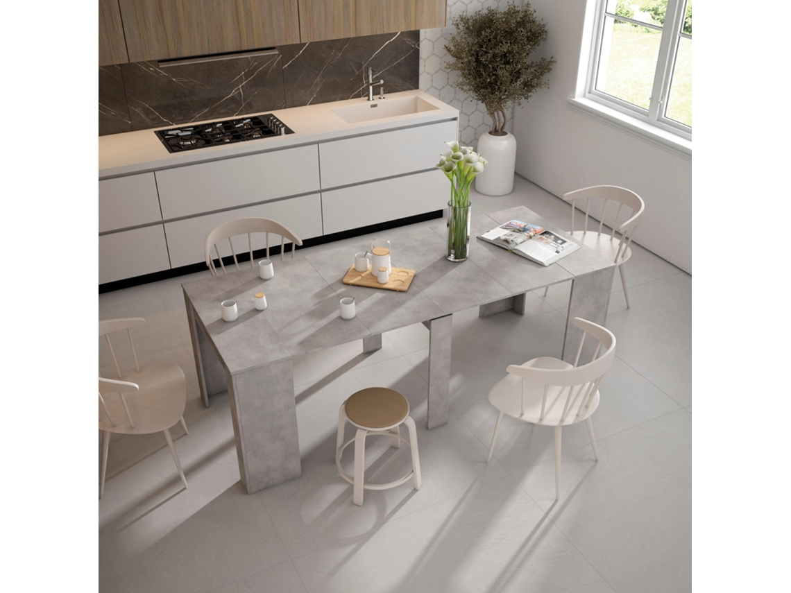 Mesa Consola Extensible SKRAUT HOME 220 para 10 comensales (Cemento - 77 x 58 x 90 cm)