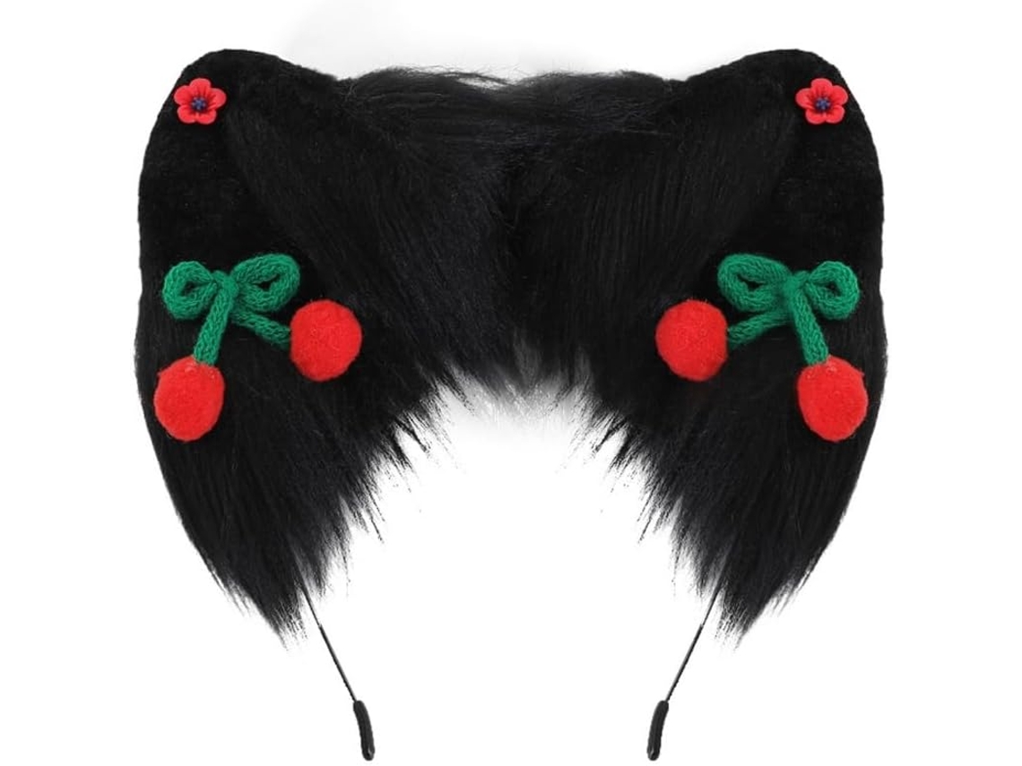 Diadema Gótica Color Cereza Oscura, Orejas De Bestia Para Cosplay, Disfraces De Animales, Artículos Para Fiestas De Halloween