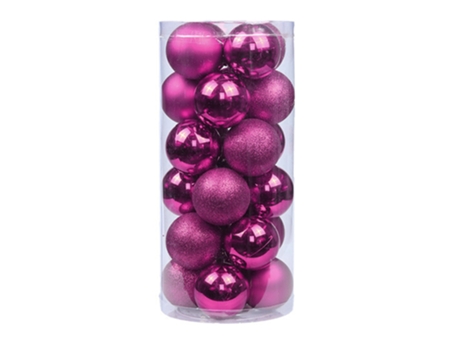 24 piezas de adornos de bolas de Navidad inastillables de 4 cm para la decoración del árbol de Navidad, rosa roja 4 cm