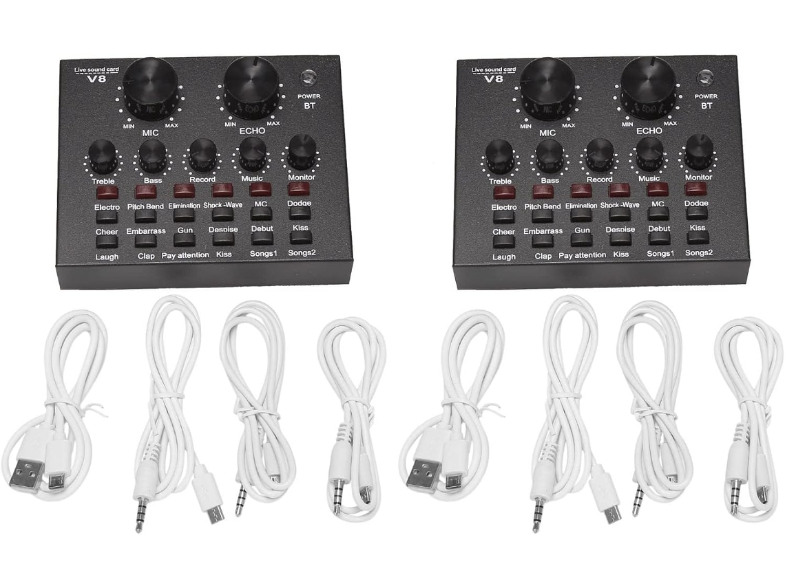 2x V8 Tarjeta De Sonido Audio Set Interfaz De Micrófono Externo Directo Función Bluetooth Para