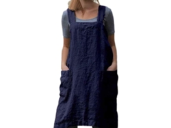 Delantal Largo De Algodón Y Lino, Vestido Casa Round, Holgado