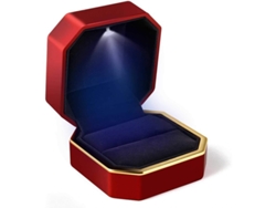 2026-caja De Anillo De Lujo Cuadrada Con Felpa Y Luz Led Para Propuesta Boda Regalo Rojo