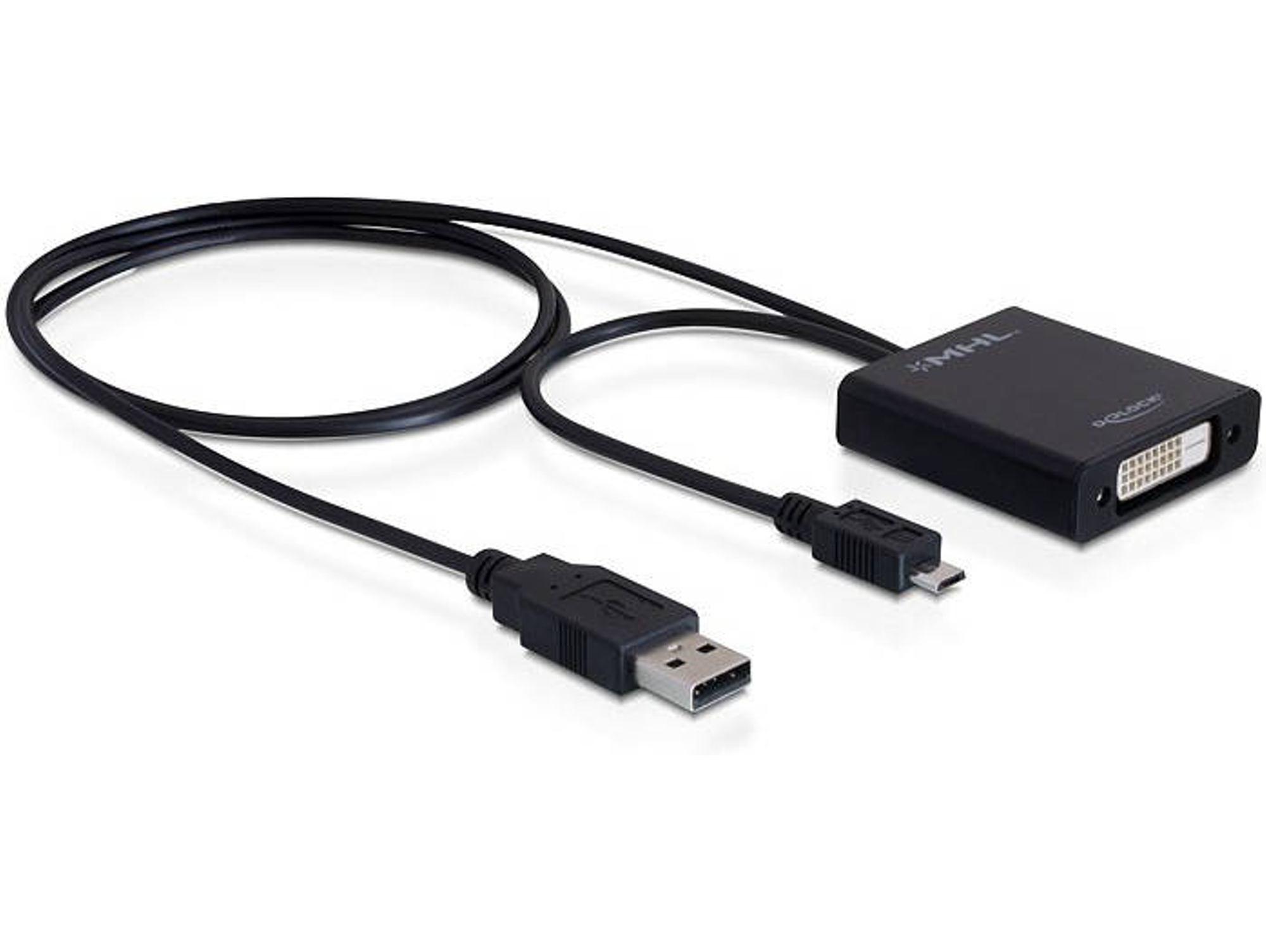 Adaptador de interfaz DeLOCK MHL + USB-A/DVI MHL/USB-A DVI 24+1 Negro