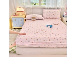 Funda De Colchón, Sábana Bajera Ajustable Estampada De Algodón Puro, Apta Para Habitación Infantil, Color Rosa, 120 X 200 Cm. Panoona