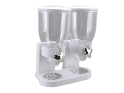 Dispensador De Cereal De Doble Contenedor Airtight Abs Operación De Tuerca Para Alimentos Secos Cocina Blanco