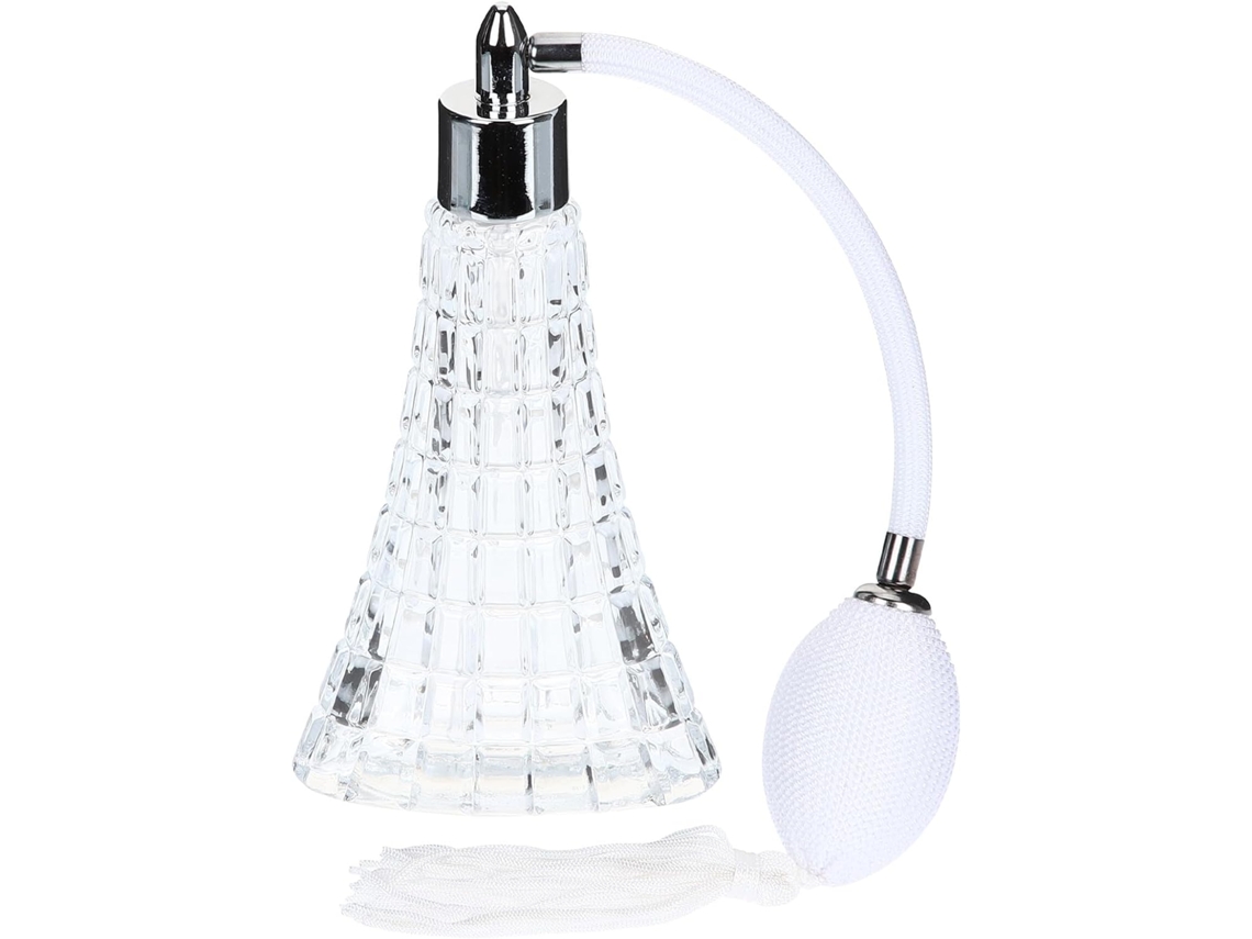 Frasco Pulvérisateur De Parfum Design Rétro Recargable En Verre Blanco 70ml Y Pompon, Résistant
