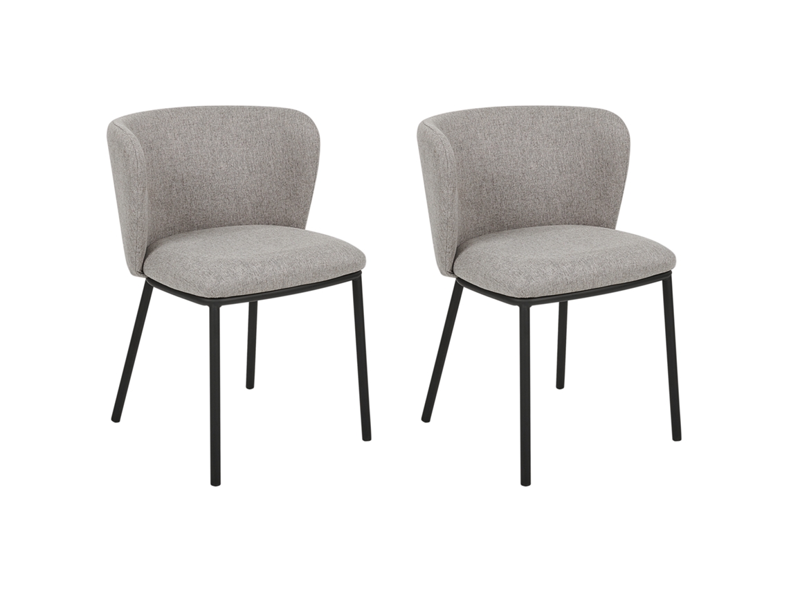 Conjunto de 2 cadeiras de refeição sem braços BELIANI Mina de Poliéster Cinzento 45x52x75