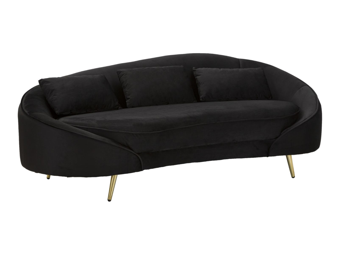 Sofá 3 plazas Oslo con cojines negro cm 185x84x68 Mauro Ferretti