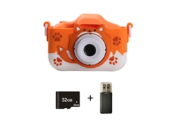 Cámara infantil Digitallab Cute Cat con doble cámara de 4000 W y grabación de vídeo a 1080p, 32 GB, color naranja