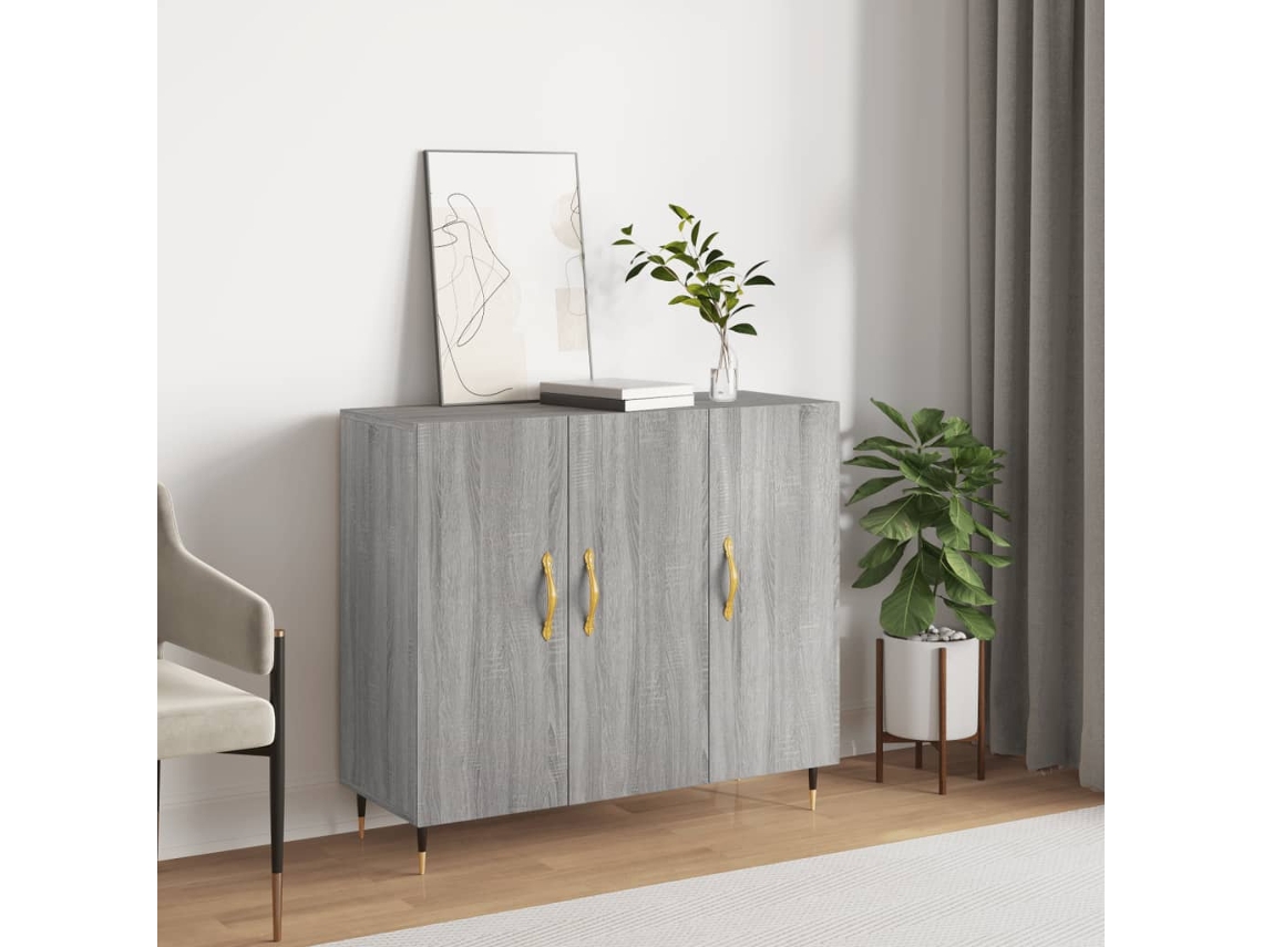 Aparador De Madera De Ingeniería Gris Sonoma 90x34x80 Cm