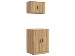 Conjunto de gabinetes de garaje de 2 piezas de madera procesada de roble artesanal EXCLUSIVO DE LA CASA