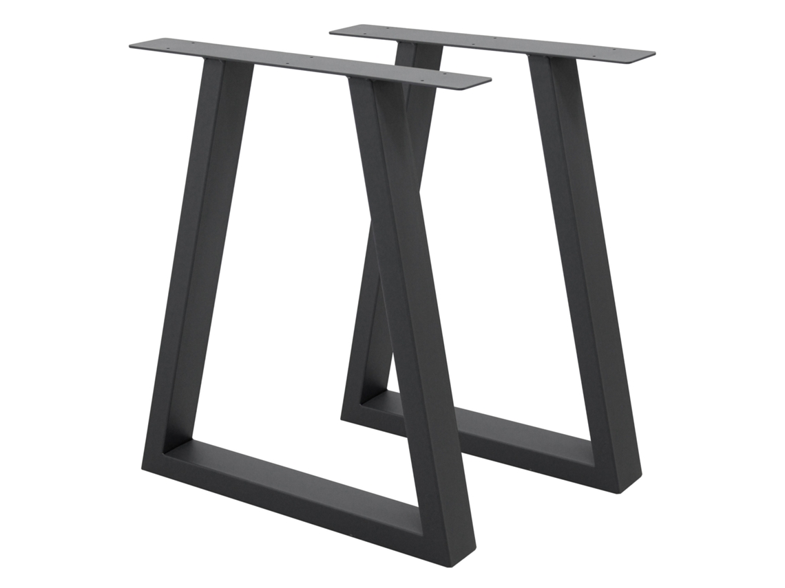 Set de 2 Patas de mesa industrial ECD 60 x 72 cm acero antracita diseño en forma de H