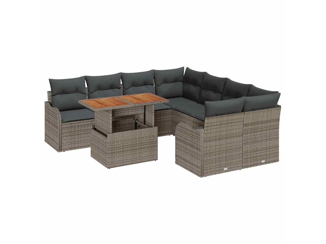 Maison Exclusive - Conjunto de sofá de jardín con cojines de mano, 7 piezas, color gris