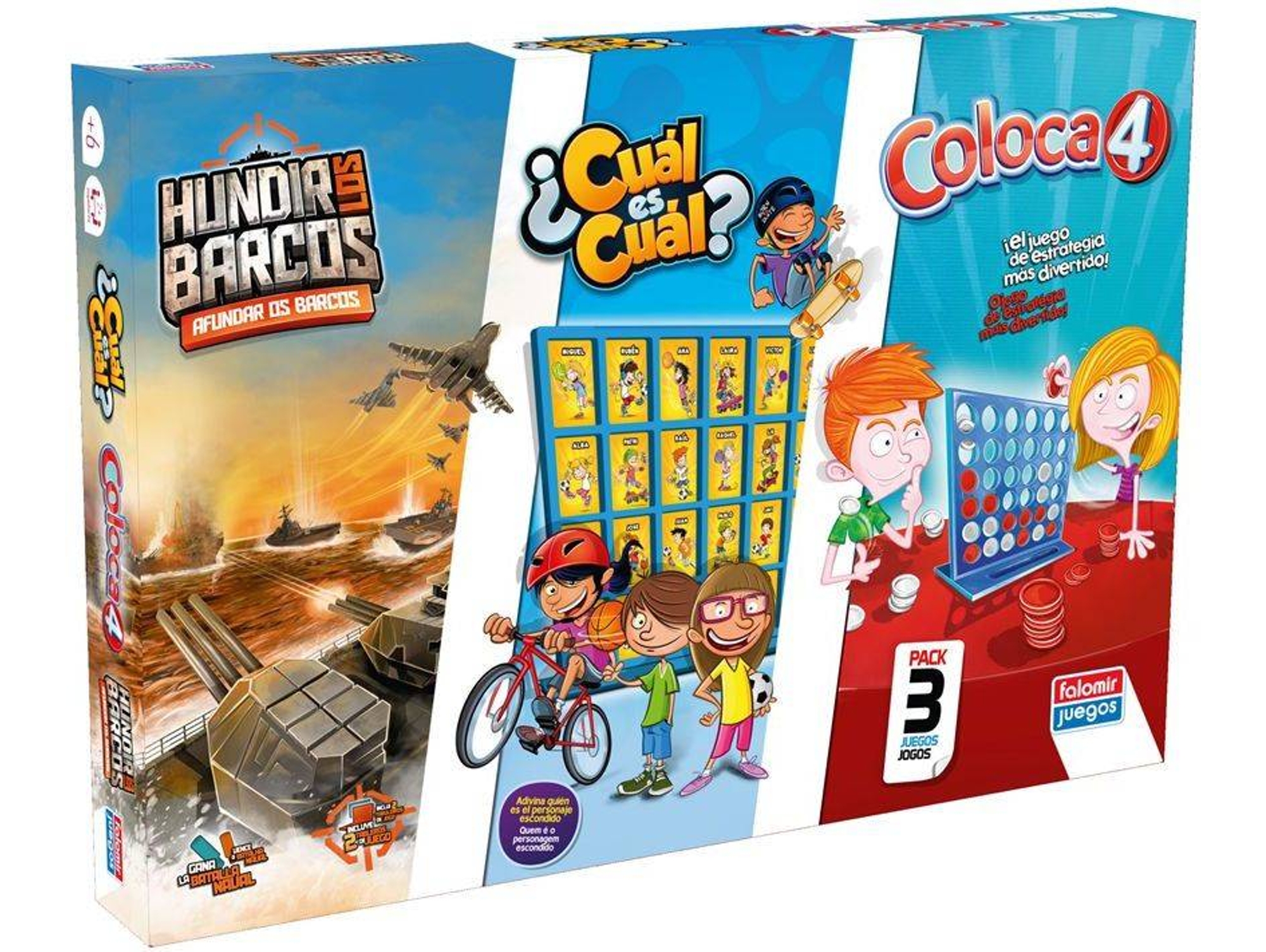 Conjunto de 3 Juegos de Tablero Hundir los Barcos - Cual és Cual? - Coloca 4 (Español - Edad Mínima: 6)