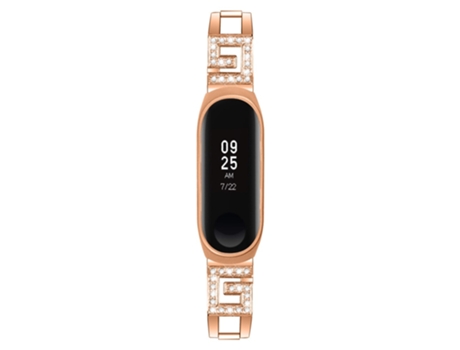 Correa de acero inoxidable decoración de diamantes de imitación para Xiaomi Mi Band 3/Band 4 - dorado