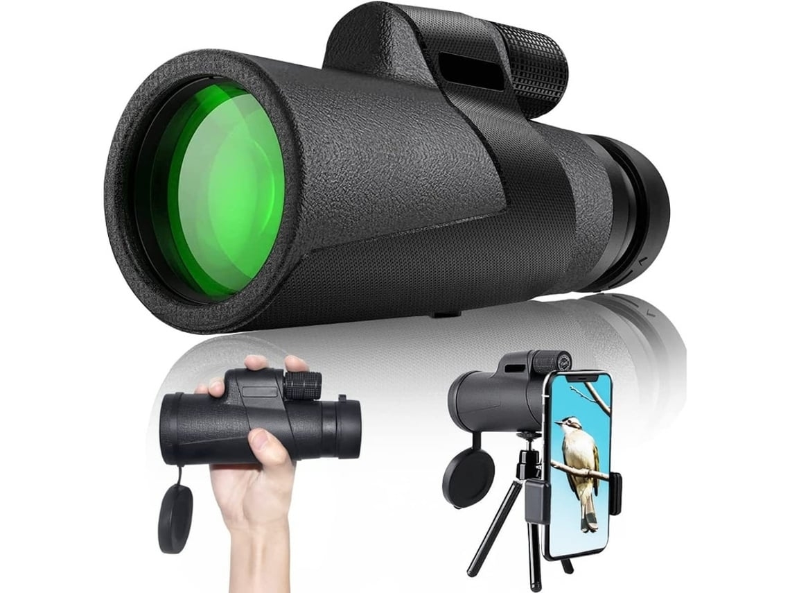 Telescopio monocular 12x50 para caza, viajes, acampada, observación de aves, color negro USHION