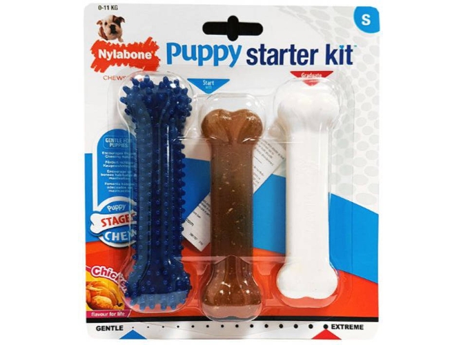 Hueso para Perros para Perro NYLABONE Kit 3 Hueso para Perros Pollo S