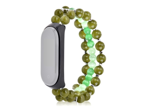 Correa de cuentas trenzadas perlas de ópalo para Xiaomi Mi Band 4/3 - verde oscuro