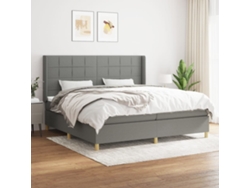 Cama Box Spring Con Colchón Tela Gris Oscuro 200x200 Cm