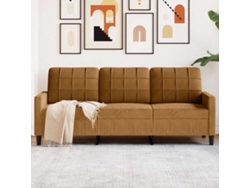 Sofá De 3 Plazas | Sofá De Salón | Sofá De Descanso Terciopelo Marrón 180 Cm