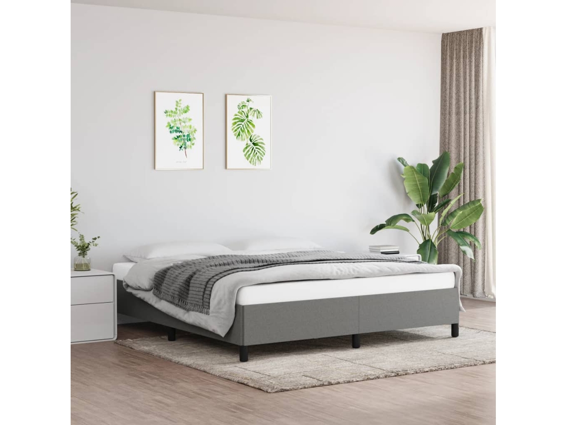 Cama Sin Colchón De Tela Gris Oscuro 160x200 Cm