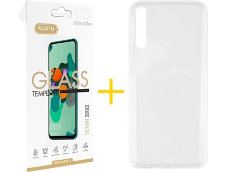 Kit Funda + Protector de Pantalla Samsung Galaxy A50 ACCETEL Silicona Líquida (Transparente)