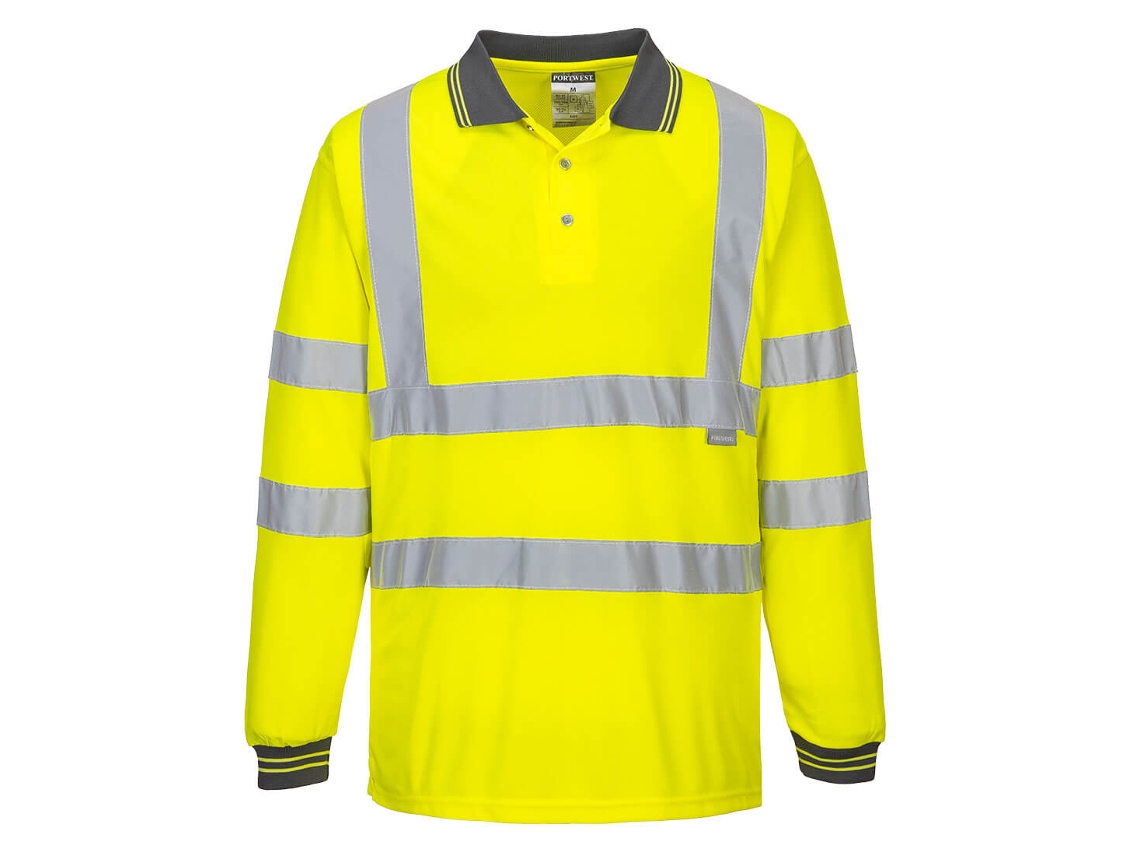 Polo de manga larga de alta visibilidad – Comodidad y durabilidad, amarillo / 5XL
