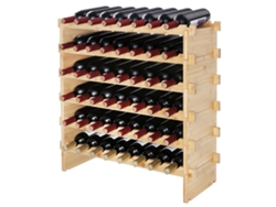 Botellero apilable Succebuy para 48 botellas, estante de exhibición de vinos de madera de bambú de 6 niveles