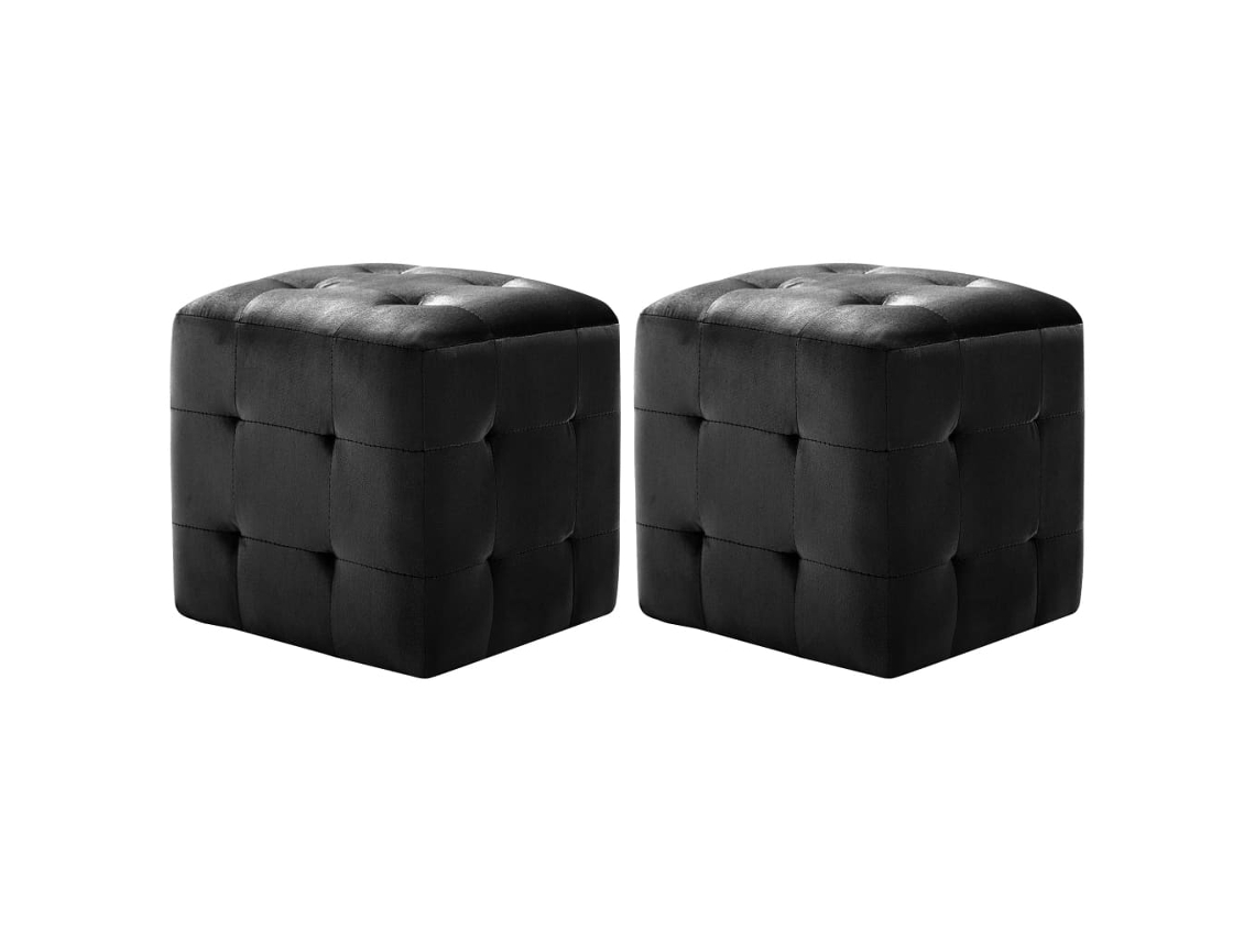 Mesitas de Noche 2 Pzs 30X30X30 Cm Terciopelo Negro