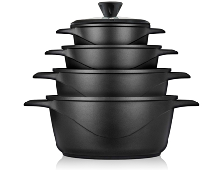 Batería de Cocina BRIEBE Inducción 8 Piezas, Aluminio Fundido, Antiadherente, MGK12S