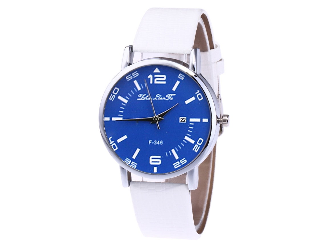 Reloj De Pulsera Para Hombre De Piel Sintética, Estilo Moderno, Movimiento De Cuarzo, Color Blanco.