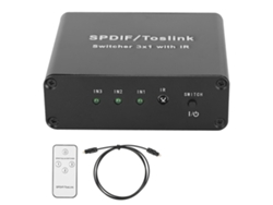 Comutador 3x1 Spdif/toslink Com Controle Remoto 3 Entradas 1 Saída Suporta Lpcm2.0 Dts Dolby-ac3