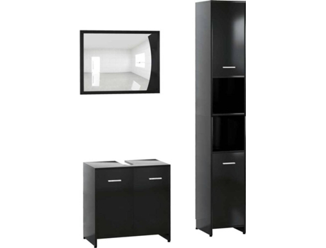 Conjunto 3 muebles de baño VIDAXL madera de ingeniería negro