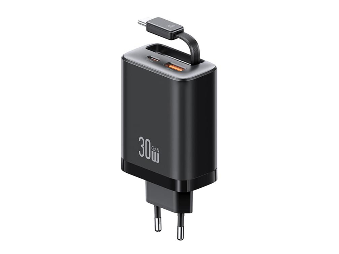 Cargador Yuysan para Xiaomi Poco X7 Pro, cable de carga rápida USB-C retráctil de 30 W, color negro.