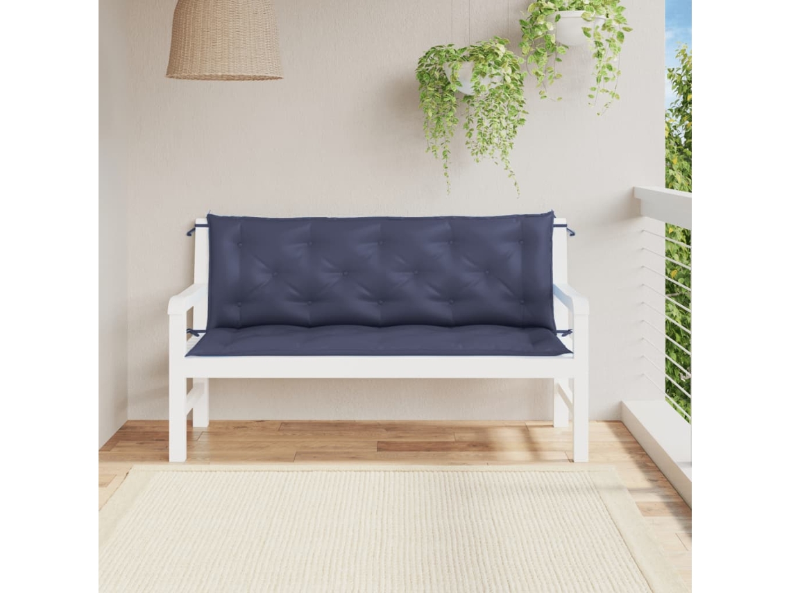 Cojines para banco de jardín, 2 unidades, 150x50x7cm, Oxford, azul marino, HARLANV1