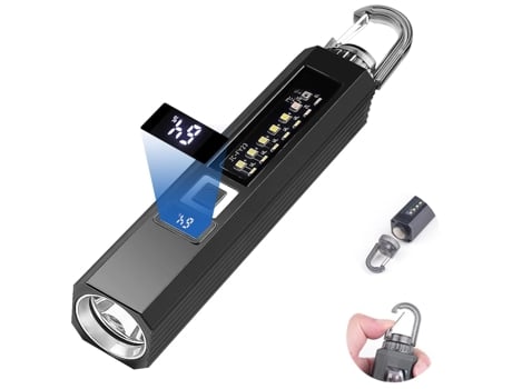 Linternas súper brillantes con imán Luz de flash recargable LED de alto lumen con indicador de batería ultravioleta multifuncional 9 modos negro TU...