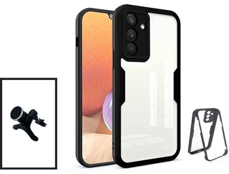 Kit Carcasa 360° Protección Frente y Verso + Soporte Magnético Samsung Galaxy M52 5G Pro GIFT4ME Negro
