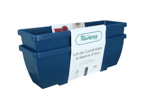 Jardinera de EVA - Juego de 2 maceteros - Plástico - 57 cm - Azul RIVIERA