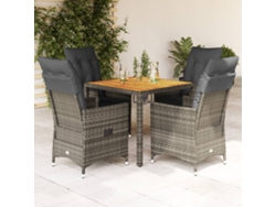Juego de comedor de jardín de 5 piezas DKD Home Decor con cojines de mimbre gris