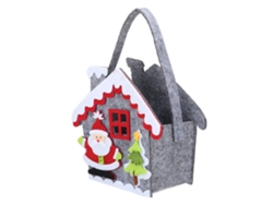 Bolsa navideña de punto decorativa con diseño de dulces y Papá Noel.