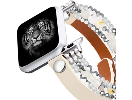 Pulsera De Piel Con Apple Watch Series 6 44 Mm White