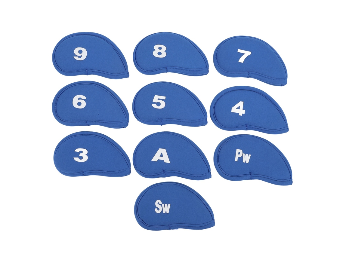 Juego De 10 Fundas Para Hierros De Golf Con Números Claros, Protección Suave Azul Para La Práctica De Golf.
