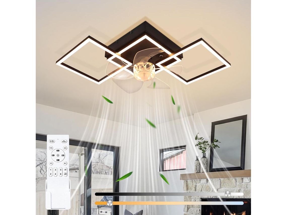 Nettlife Ventilador De Techo Con Luz Led 68cm, 6 Velocidades Regulable Con Mando Y Temporizador Para Salón Y Comedor